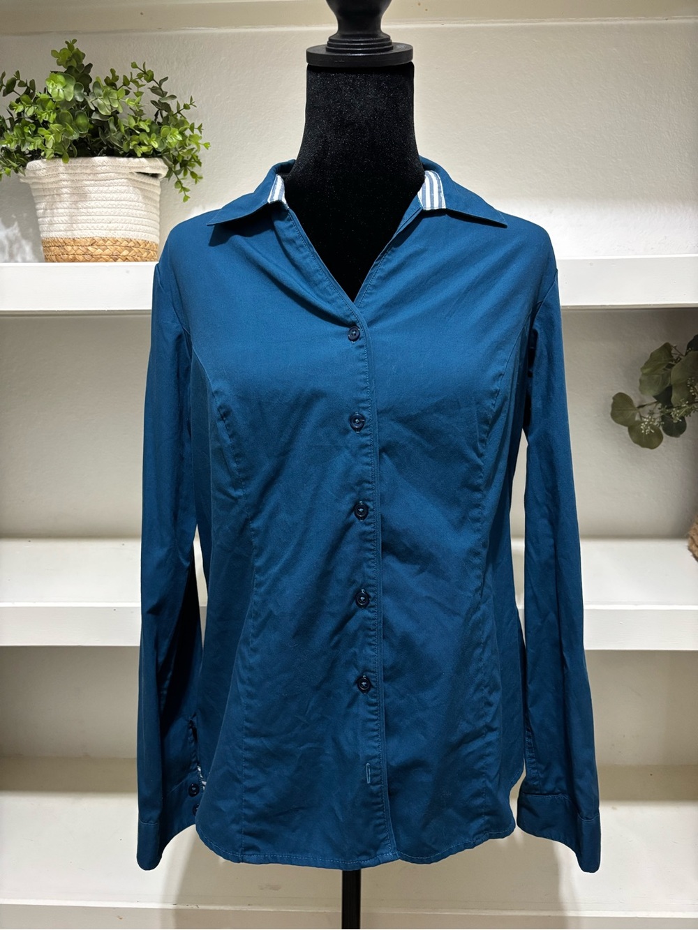 Christopher & Banks Teal Button-Front Womens Shirt